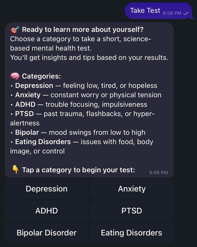 Self-screening questionnaire UI