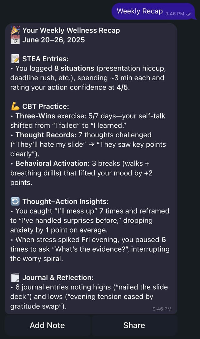 Progress dashboard and stats